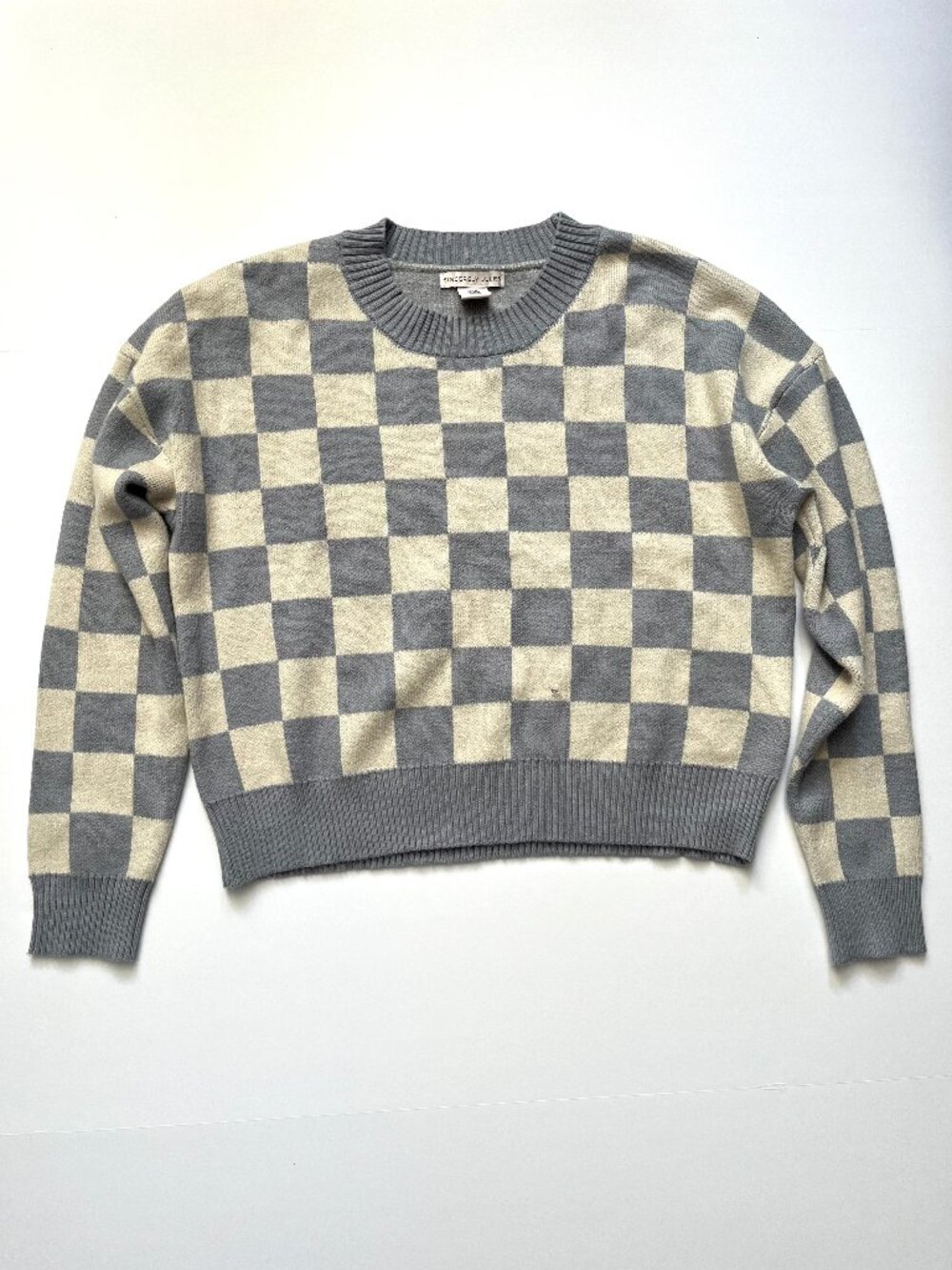 Sincerely Jules Blue And White Checkered Sweater